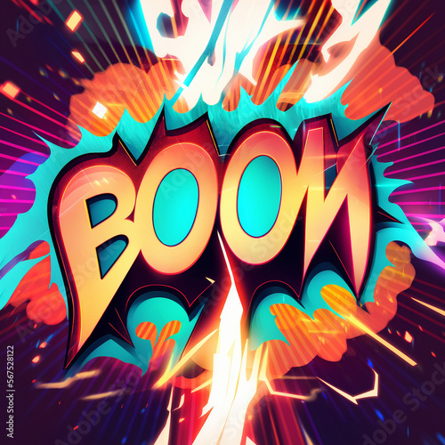 Cartoon sign of burst clouds with the word Boom