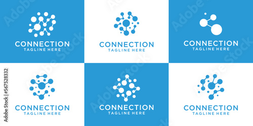 logo design connection technology modern set template