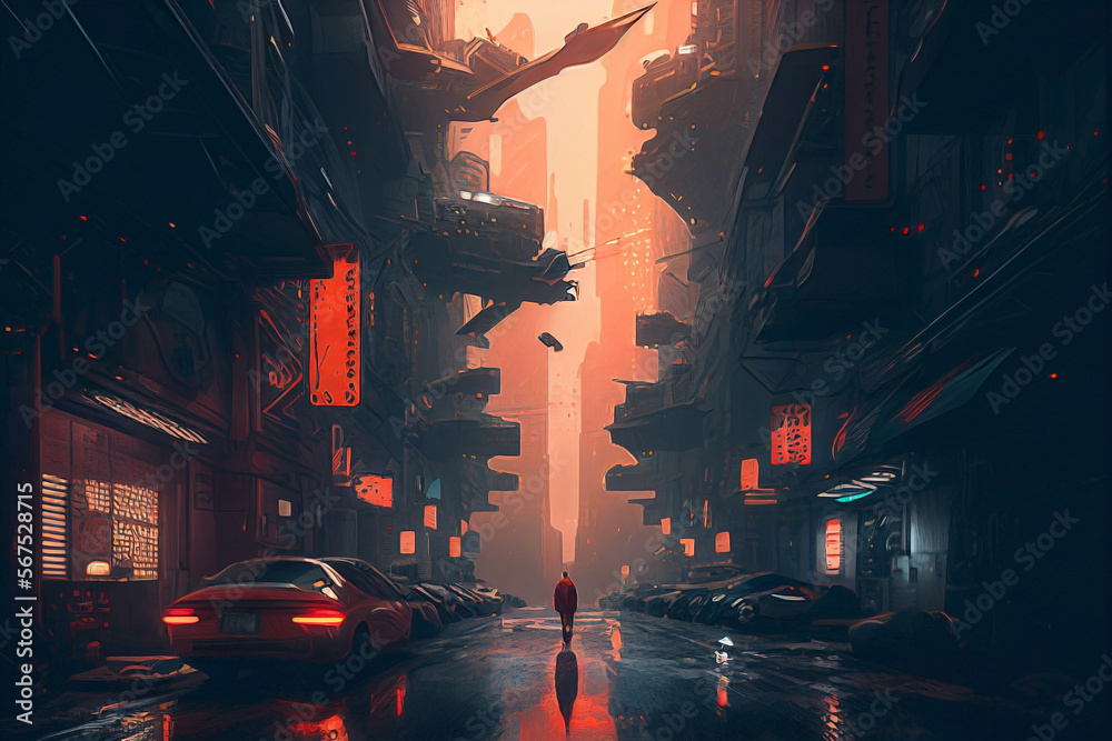 Futuristic sci-fi city in a technological world of the future. Ai ...