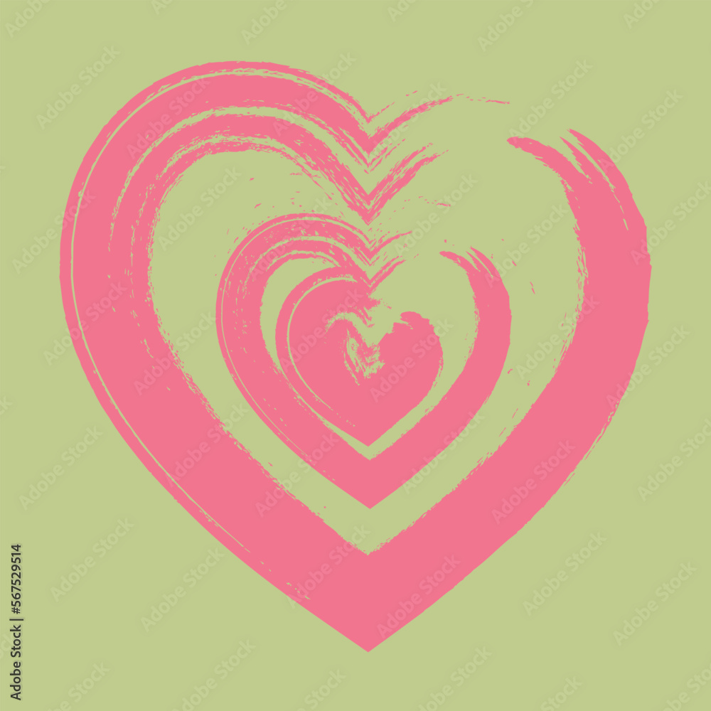 Heart dark pink_gray green background_vector_artwork