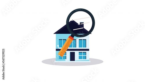 house facade with magnifying glass animation