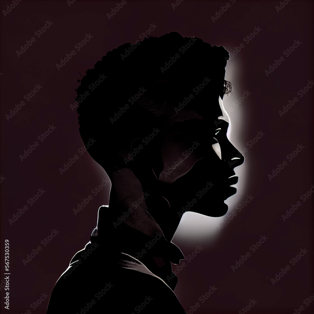 Black man silhouette Illustration created by Generative AI technology