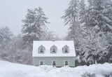 winter residential house after snow in the woods