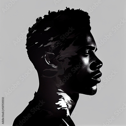 Black man silhouette Illustration created by Generative AI technology