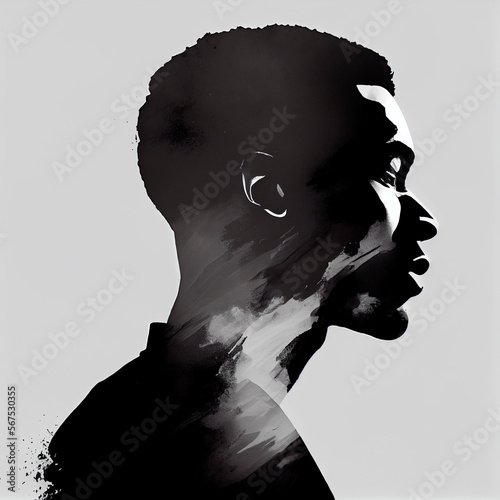 Black man silhouette Illustration created by Generative AI technology
