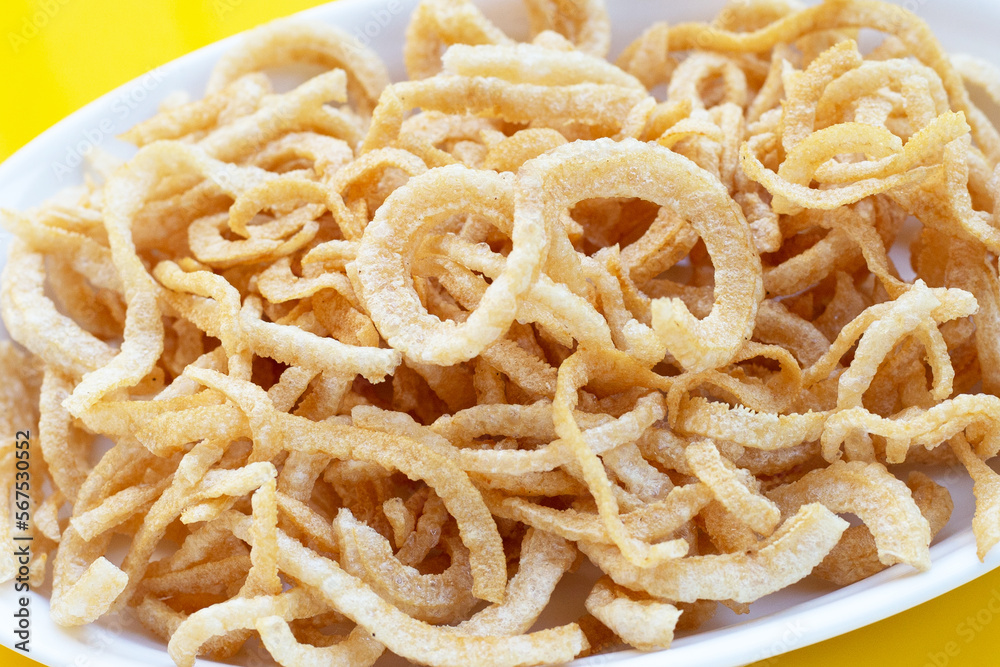 Crispy pork rinds or pork snack. Crispy pork rinds or pork snack.