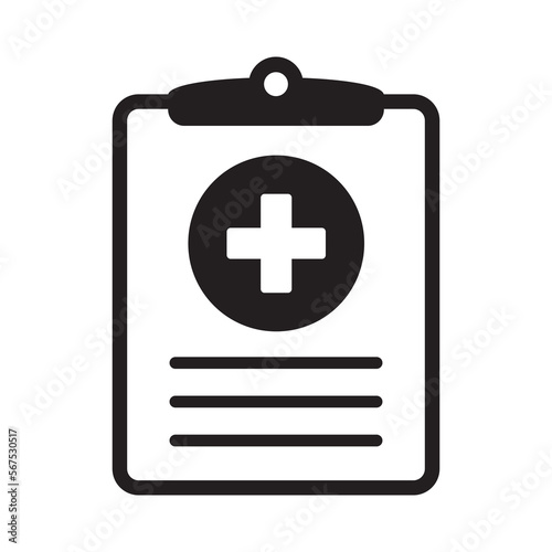Medical history icon, medical report symbol. Health care clipboard icon. Medical card icon.