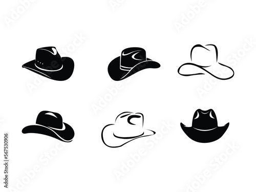 Cowboy Hat icon Vector illustration. Bailey Hat Silhouette Sign Design, emblem isolated on White Background