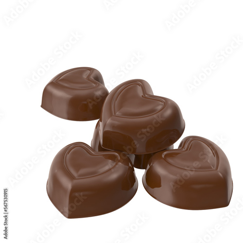 Candies in the shape of a heart on transparent background