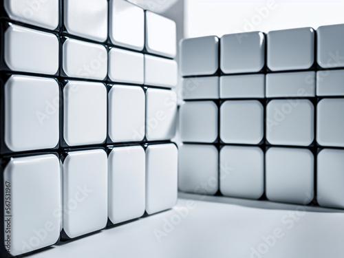Rectangular stack white box  3d rendering