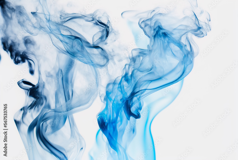 Moving blue flames and smoke. Illustration Generative AI