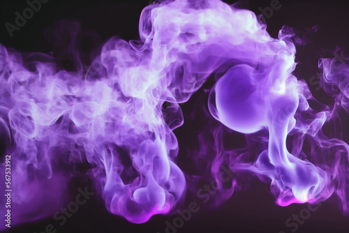 Moving violet flames and smoke on a white background. Illustration Generative AI © olegganko