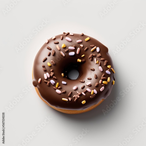 Top view donut on white background