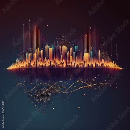Smart city and, polygon pattern connection with speed line light, technology ...