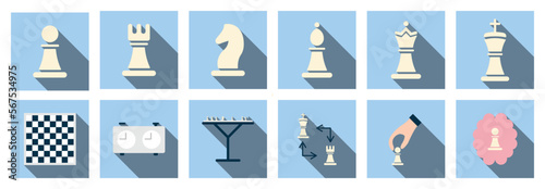 Chess game vector set vector design. Flat style. Vector illustration.