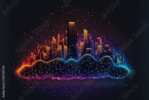 Smart city and, polygon pattern connection with speed line light, technology ...