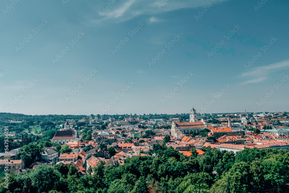 Beautiful panorama of Vilnius old town
