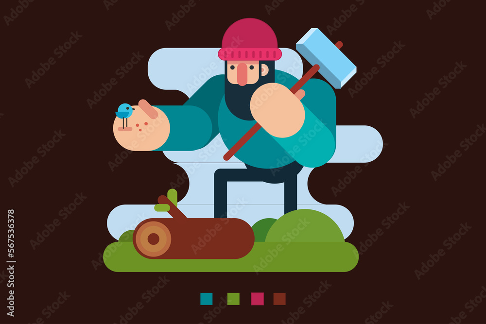  farmer cutting firewood