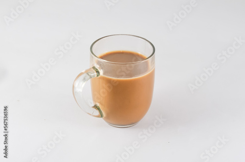 glass of cappuccino isolated on white background