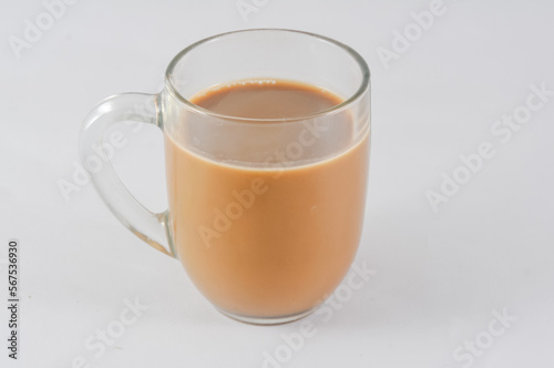 glass of cappuccino on white background