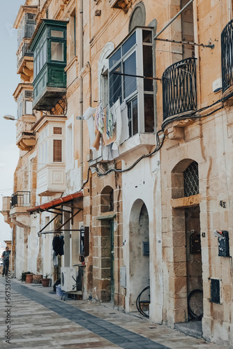 Street detail in Malta, traditional maltese architecture, maltese balconies