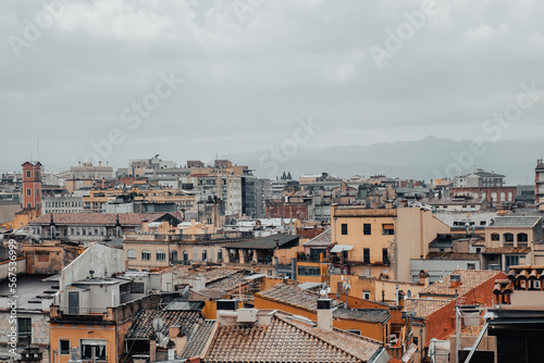 Urbanisation, housing, increase of population concepts, view of Girona city, Spain