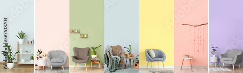 Set of minimalist interiors...