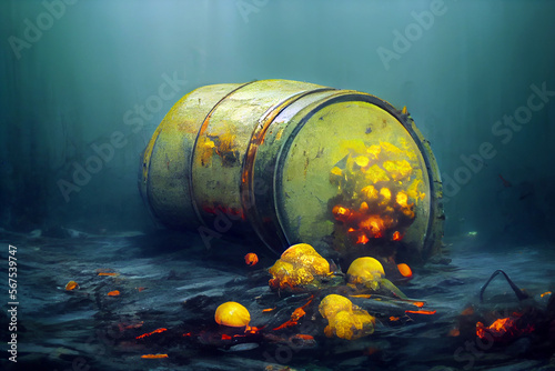 Toxic waste leaking under the sea design created with Generative Ai technology