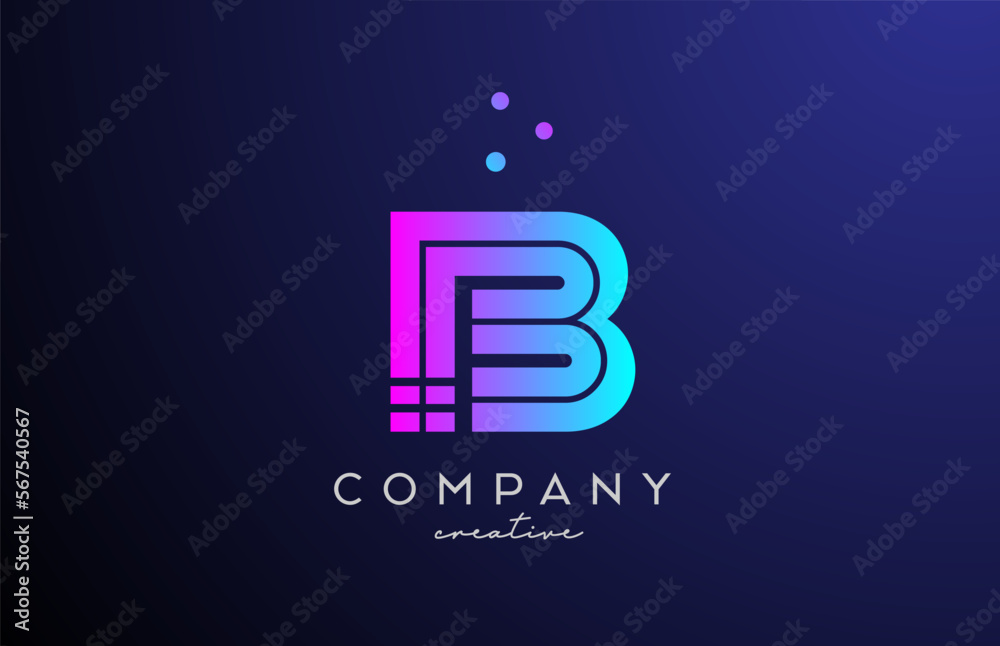 blue pink B alphabet letter logo with dots. Corporate creative template design for business and company blue pink B alphabet letter logo with dots. Corporate creative template design for business and company