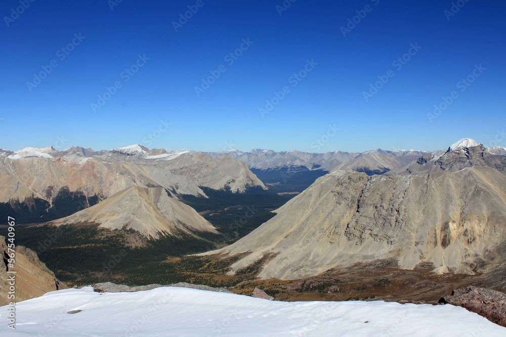 View towards Red Deer Valley at the summit of Ptarmigan Peak