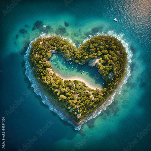 A heart-shaped island - generative ai