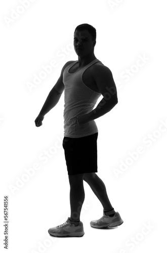 Silhouette of sporty young ...