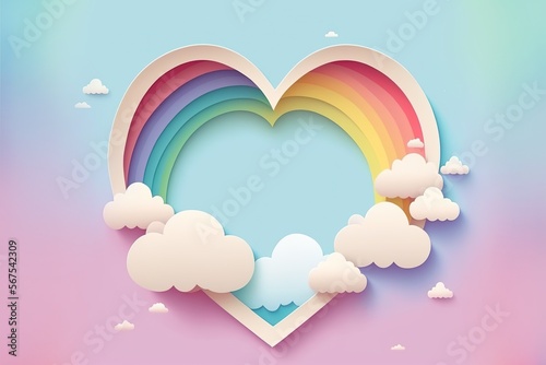 clouds, rainbow, heart, Generative AI