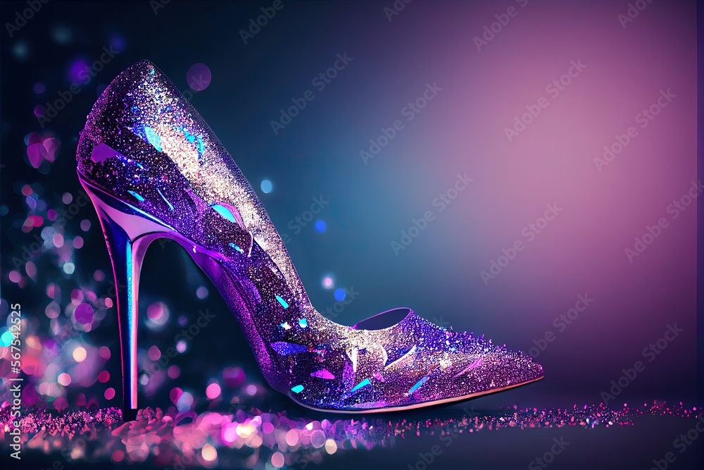 High heel fashion shoes with glitter, Generative AI