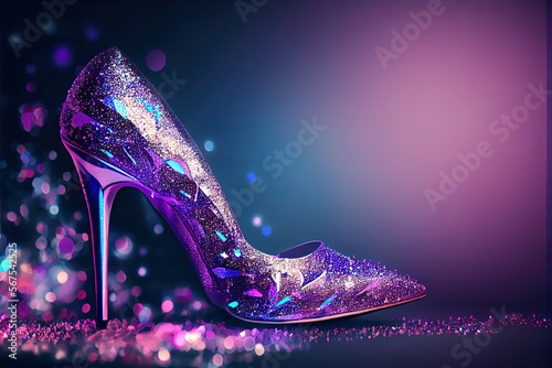 High heel fashion shoes with glitter, Generative AI photo