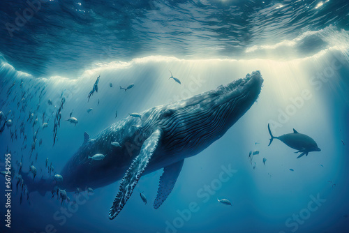 Following a near extinction, humpback whale populations are now increasing. Generative AI © 2rogan