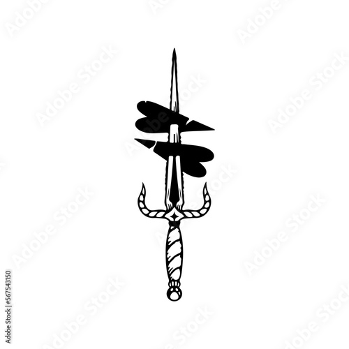 vector illustration of a dagger piercing the heart