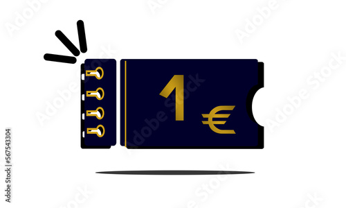 1 euro,one euro golden number on blue coupon