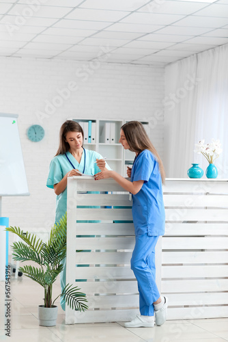 Female medical assistants working in clinic