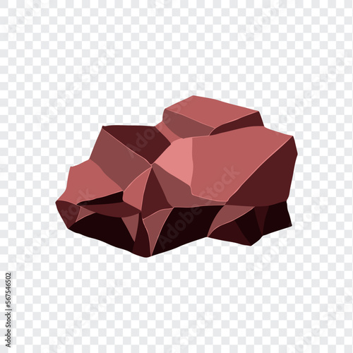 Ore rock boulder. Natural shape stone. vector illustration