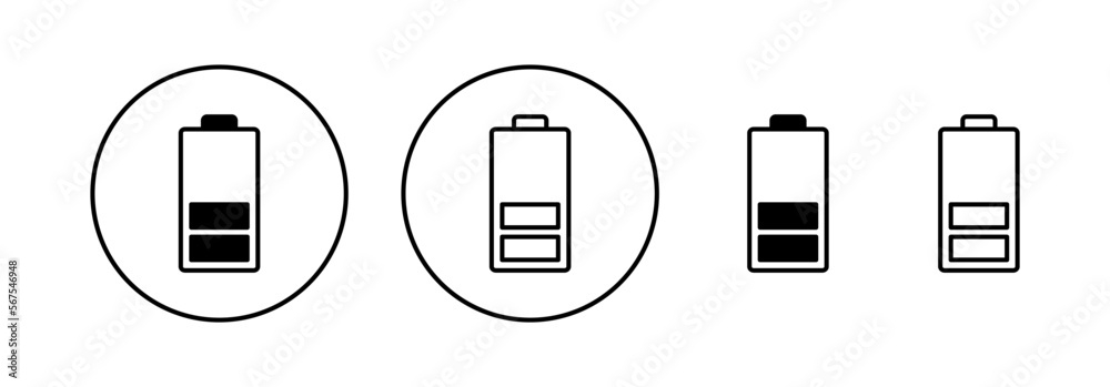 Battery icon vector for web and mobile app. battery charging sign and symbol. battery charge level Battery icon vector for web and mobile app. battery charging sign and symbol. battery charge level