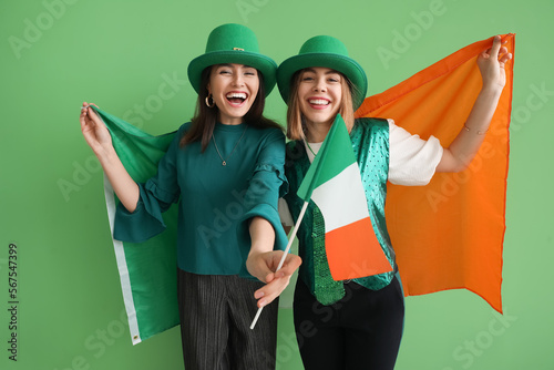 Young women with flags of I...