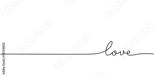 Love word - continuous one line with word. Minimalistic drawing of phrase illustration.