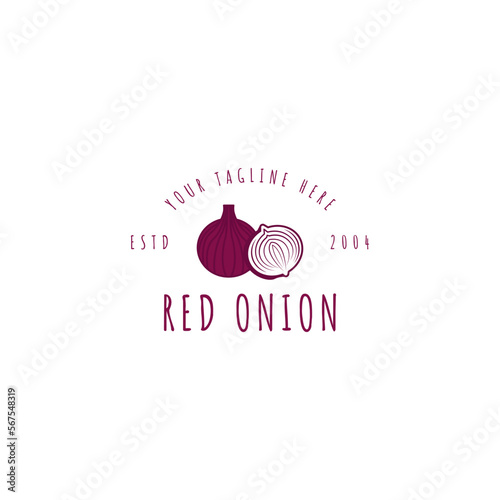 Red onion logo vector isolated in white background