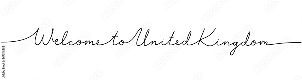 Welcome to United Kingdom - word with continuous one line. Minimalist phrase illustration. United Kingdom country - continuous one line illustration. Welcome to United Kingdom - word with continuous one line. Minimalist phrase illustration. United Kingdom country - continuous one line illustration.