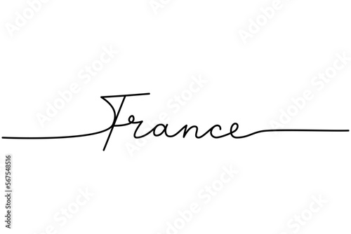 France - word with continuous one line. Minimalist drawing of phrase illustration. France country - continuous one line illustration.