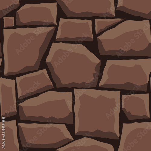 Cartoon game texture, rocks, dirt and ground surface seamless pattern. Game asset wall and environment background