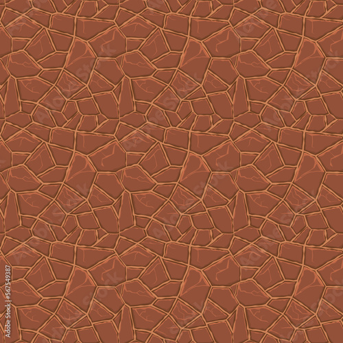 Cartoon game texture, rocks, dirt and ground surface seamless pattern. Game asset wall and environment background
