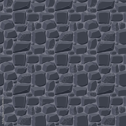 Cartoon game texture, rocks, dirt and ground surface seamless pattern. Game asset wall and environment background