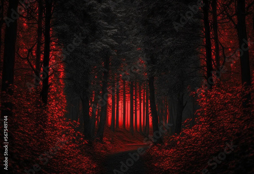 An AI-Generated Render of a Dark, Eerie, and Frightening Forest: A Supernatural Spectacle of Gloom and Ghouls